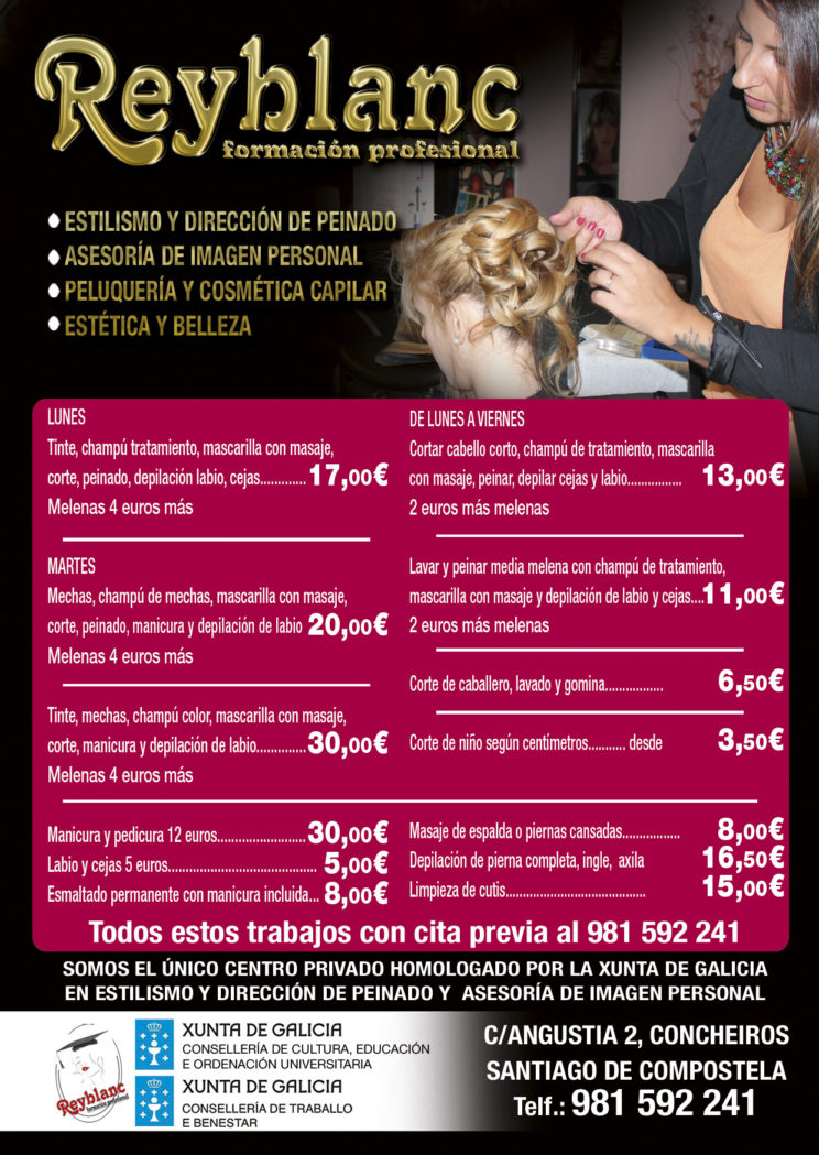 ofertas peluquería y estética Reyblanc santiago de compostela